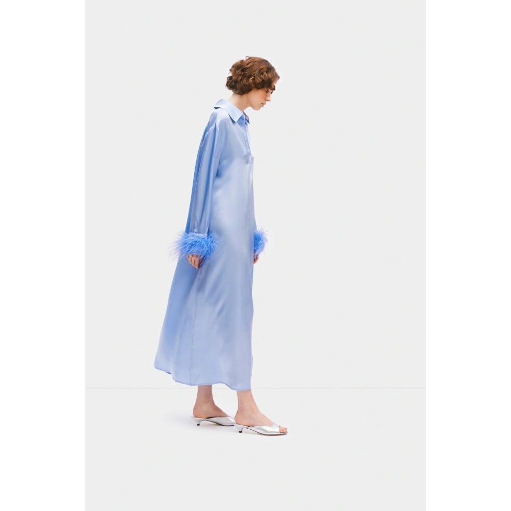 Sleeper Luna Maxi Dress with Detachable Feathers Blue Womens Size XS - Picture 3 of 10